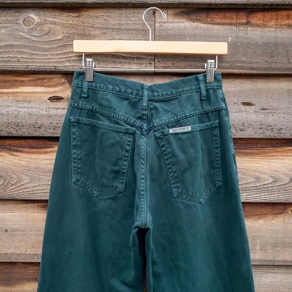 Paris Express Vintage High-Rise Tapered Green Denim Jeans 5 - 27” - Picture 4 of 4